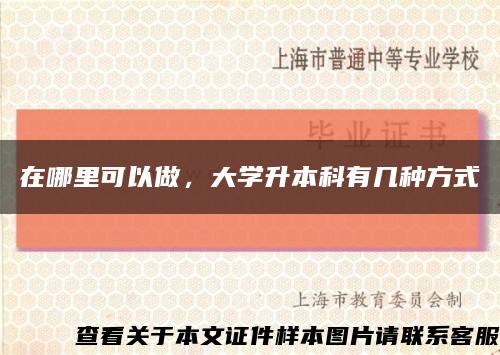 在哪里可以做，大學升本科有幾種方式縮略圖