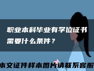 職業本科畢業有學位證書需要什么條件？縮略圖