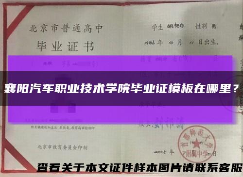 襄陽汽車職業技術學院畢業證模板在哪里？縮略圖