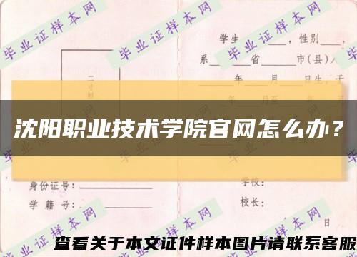 沈陽職業技術學院官網怎么辦？縮略圖