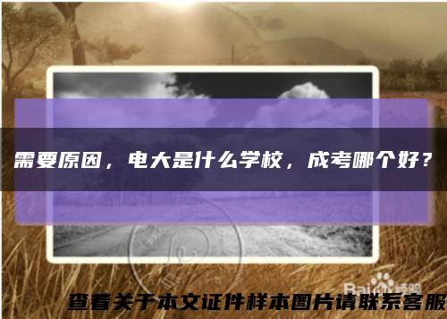 需要原因，電大是什么學校，成考哪個好？縮略圖