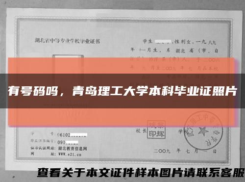 有號碼嗎，青島理工大學本科畢業證照片縮略圖