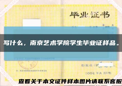 寫什么，南京藝術學院學生畢業證樣品?？s略圖