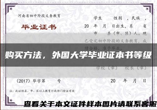 購買方法，外國大學畢業證本書等級縮略圖
