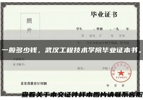一般多少錢，武漢工程技術學院畢業證本書?？s略圖
