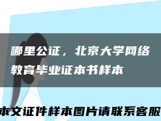 哪里公證，北京大學網絡教育畢業證本書樣本縮略圖