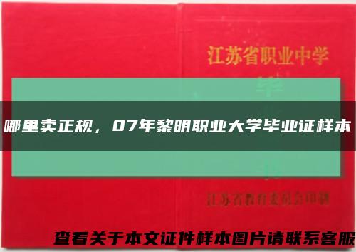 哪里賣正規，07年黎明職業大學畢業證樣本縮略圖