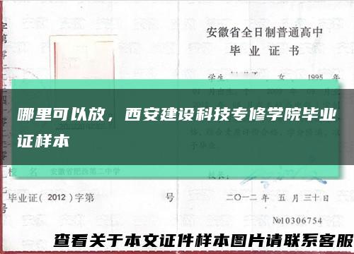 哪里可以放，西安建設科技專修學院畢業證樣本縮略圖