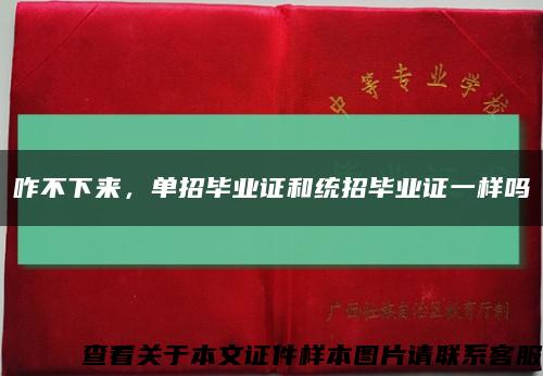 咋不下來，單招畢業證和統招畢業證一樣嗎縮略圖