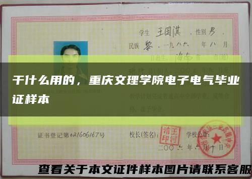 干什么用的，重慶文理學院電子電氣畢業證樣本縮略圖