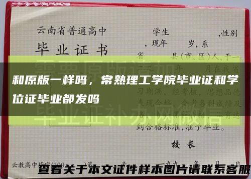 和原版一樣嗎，常熟理工學院畢業證和學位證畢業都發嗎縮略圖