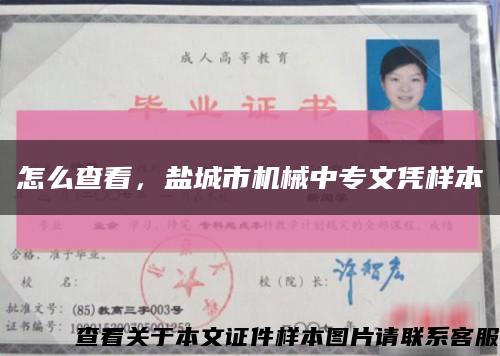 怎么查看，鹽城市機械中專文憑樣本縮略圖