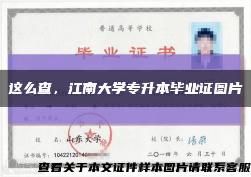 這么查，江南大學專升本畢業證圖片縮略圖
