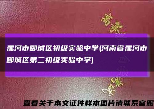 漯河市郾城區初級實驗中學(河南省漯河市郾城區第二初級實驗中學)縮略圖