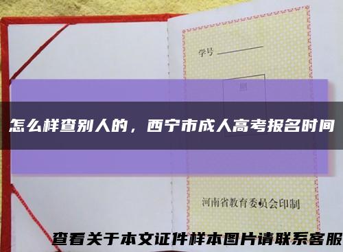 怎么樣查別人的，西寧市成人高考報名時間縮略圖