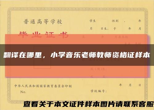 翻譯在哪里，小學音樂老師教師資格證樣本縮略圖