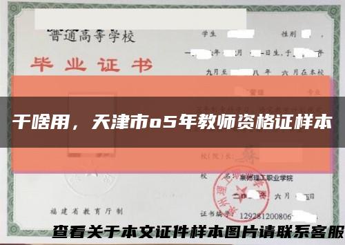 干啥用，天津市o5年教師資格證樣本縮略圖