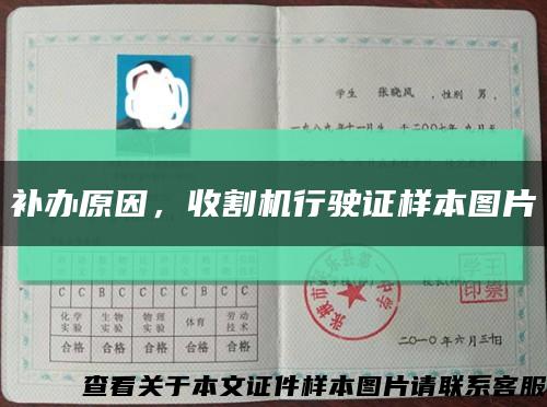 補辦原因，收割機行駛證樣本圖片縮略圖
