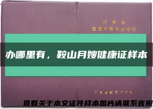 辦哪里有，鞍山月嫂健康證樣本縮略圖