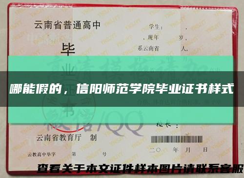 哪能假的，信陽師范學院畢業證書樣式縮略圖