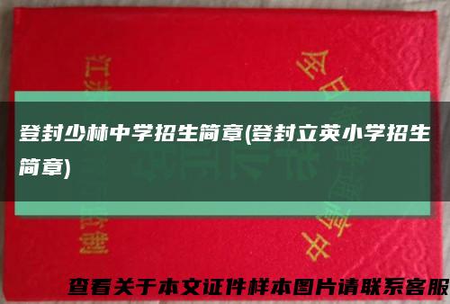 登封少林中學招生簡章(登封立英小學招生簡章)縮略圖