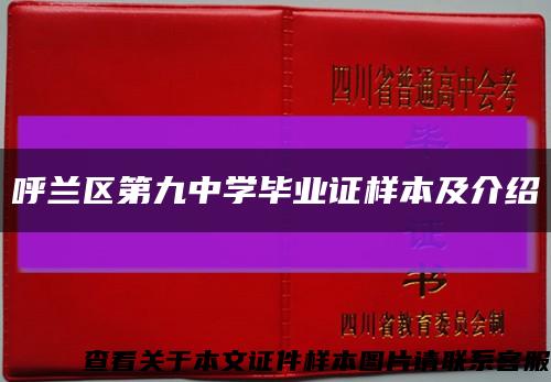 呼蘭區第九中學畢業證樣本及介紹縮略圖
