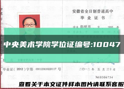 中央美術學院學位證編號:10047縮略圖