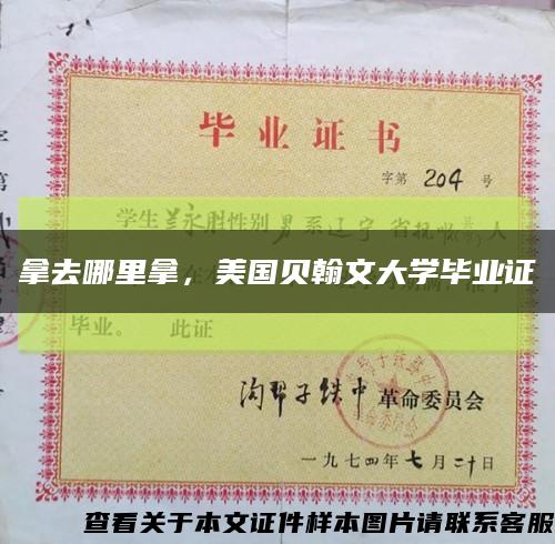 拿去哪里拿，美國貝翰文大學畢業證縮略圖