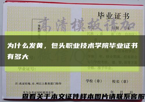 為什么發黃，包頭職業技術學院畢業證書有多大縮略圖