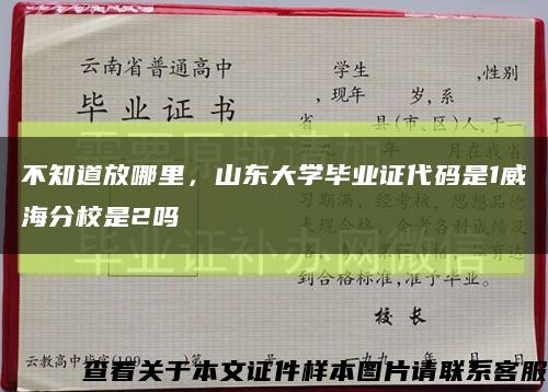 不知道放哪里，山東大學畢業證代碼是1威海分校是2嗎縮略圖