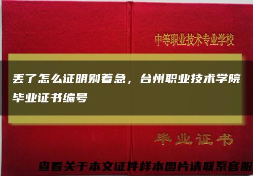 丟了怎么證明別著急，臺州職業技術學院畢業證書編號縮略圖
