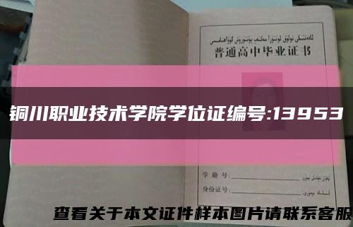 銅川職業技術學院學位證編號:13953縮略圖