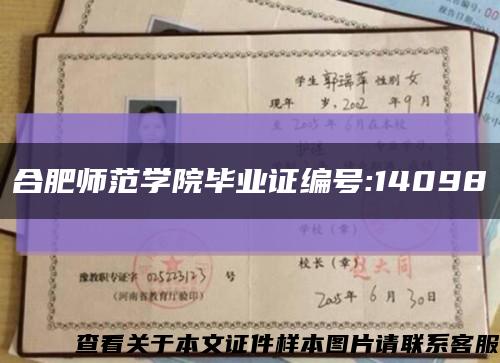 合肥師范學院畢業證編號:14098縮略圖