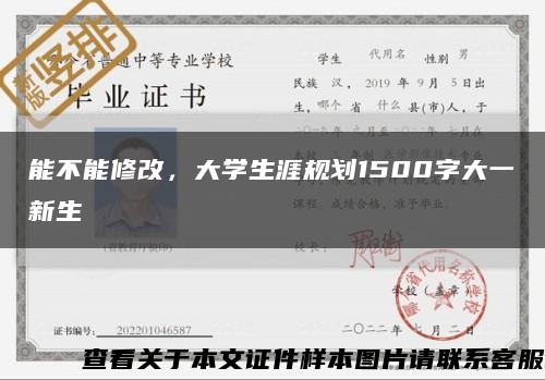 能不能修改，大學生涯規劃1500字大一新生縮略圖