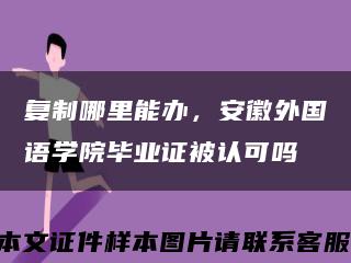 復制哪里能辦，安徽外國語學院畢業證被認可嗎縮略圖