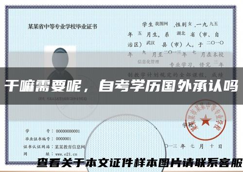 干嘛需要呢，自考學歷國外承認嗎縮略圖