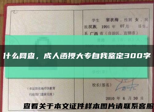 什么網查，成人函授大專自我鑒定300字縮略圖