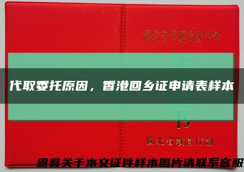 代取委托原因，香港回鄉證申請表樣本縮略圖