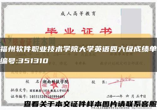 福州軟件職業技術學院大學英語四六級成績單編號:351310縮略圖