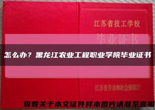 怎么辦？黑龍江農業工程職業學院畢業證書縮略圖