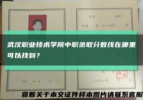 武漢職業技術學院中職錄取分數線在哪里可以找到？縮略圖