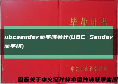 ubcsauder商學院會計(UBC Sauder商學院)縮略圖