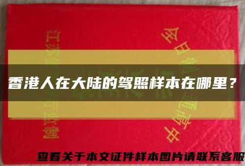 香港人在大陸的駕照樣本在哪里？縮略圖