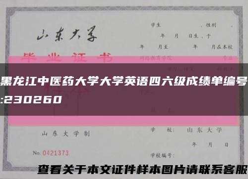黑龍江中醫藥大學大學英語四六級成績單編號:230260縮略圖