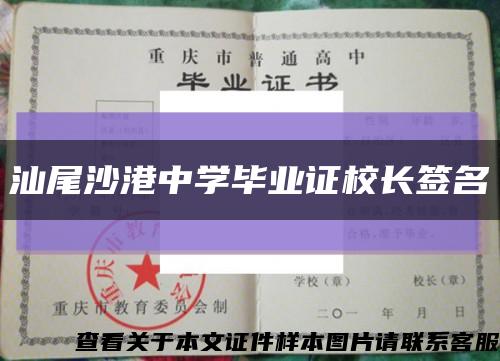 汕尾沙港中學畢業證校長簽名縮略圖
