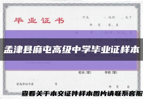 孟津縣麻屯高級中學畢業證樣本縮略圖