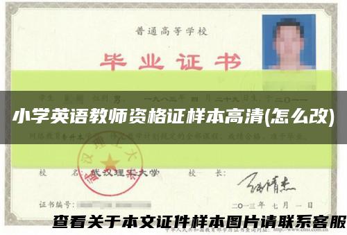 小學英語教師資格證樣本高清(怎么改)縮略圖