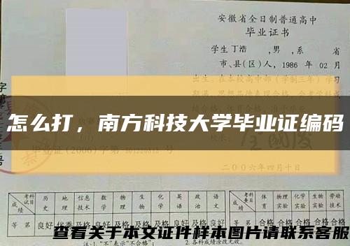 怎么打，南方科技大學畢業證編碼縮略圖