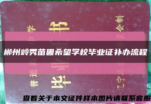 郴州嶺秀苗圃希望學校畢業證補辦流程縮略圖