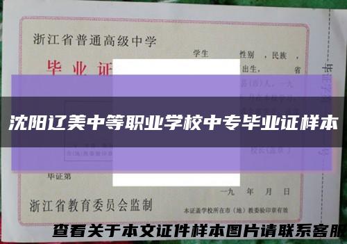 沈陽遼美中等職業學校中專畢業證樣本縮略圖